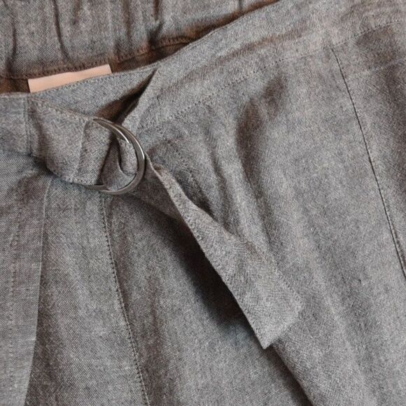 Pure Jill Gray Taupe Cropped Wrap Pants Size 4X Linen Blend Soft Wide Leg - Picture 6 of 12